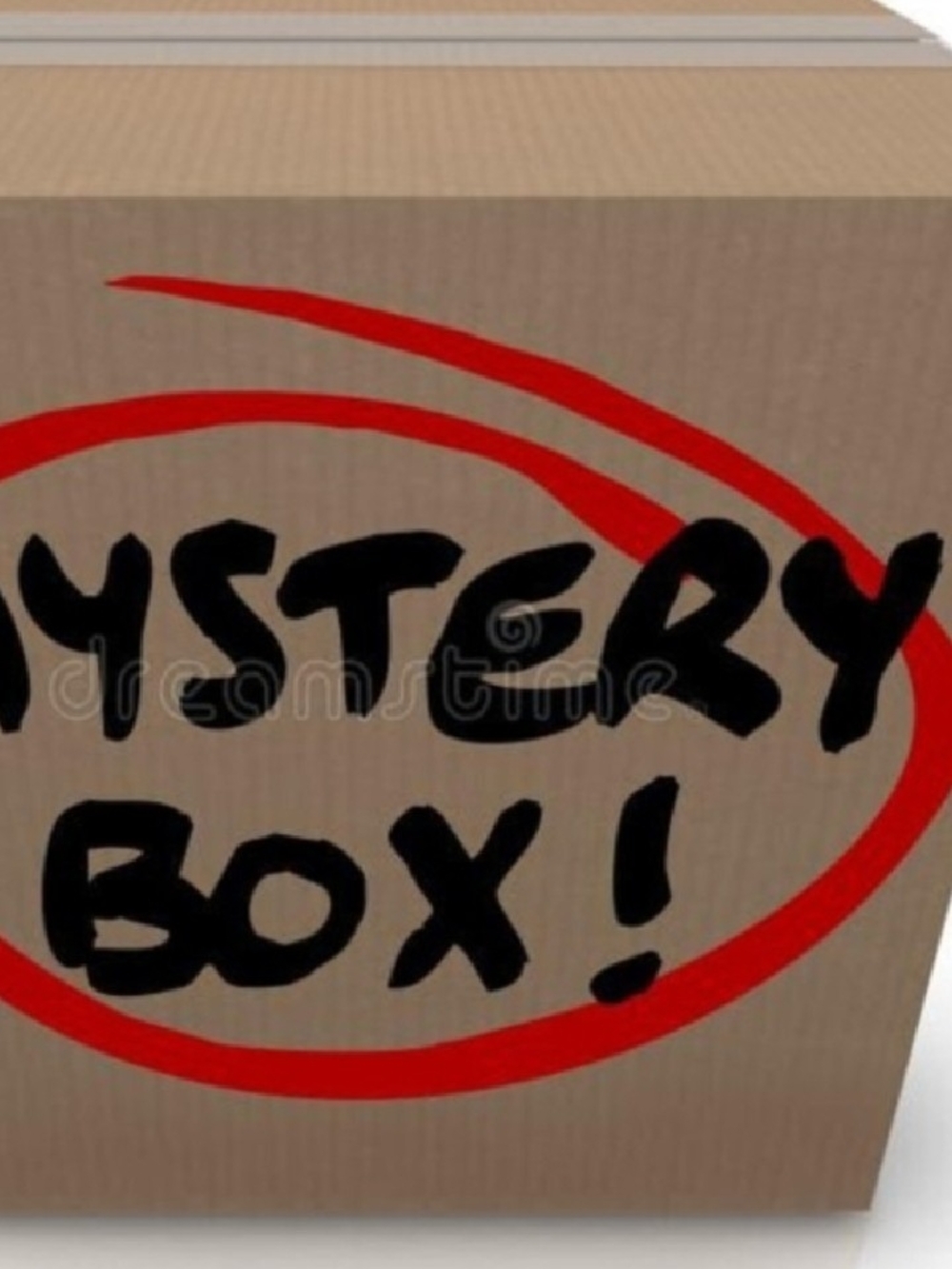 Mystery Box with Red Circle Graphic